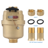 MEASUREMAN 3/4” Non-Pulsed Rotary Piston Volumetric Cubic Meter Water Meter, Heavy-Duty Brass Body, High-Accuracy Design, Perfect for Cold Water Measurement in Industrial and Residential Systems