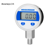 Measureman 2-1/2" dial, Digital Hydraulic Industrial Pressure Gauge with 1/4"NPT Lower Mount, Stainless Steel case and Connection, 10000psi/700bar, 1%,Battery Powered, with LED Light