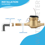 MEASUREMAN 1/2” Pulsed Multi-Jet Gallon Water Meter, Fully Brass Body, Supports Pulse Output for Advanced Cold Water Monitoring in Industrial and Residential Applications