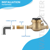 MEASUREMAN 3/4” Pulsed Multi-Jet Gallon Water Meter, Durable Brass Construction, High Accuracy for Cold Water Systems, Compatible with Industrial Monitoring Solutions