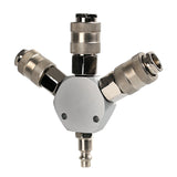 3-Way 1/4" Universal Steel Air Manifold with Quick Connect Couplers Air Compressor Manifold Quick Connect Fittings-20pcs