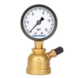 Measureman 2" Forged Brass Gas Pressure Test Gauge Assembly, 3/4" FNPT Connection, 0-15psi, -3-2-3% Accuracy