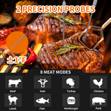 MEASUREMAN Dual Probe Digital Cooking Meat Thermometer Large LCD Backlight Food Grill Thermometer with Timer Mode for Smoker Kitchen