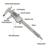 MEASUREMAN Electronic Digital Caliper Micrometer Measuring Tool Stainless Steel Vernier,IP54 Waterproof Protection Design,0-6 Inch/0-150 mm
