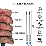 MEASUREMAN Dual Probe Digital Cooking Meat Thermometer Large LCD Backlight Food Grill Thermometer with Timer Mode for Smoker Kitchen