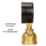 Measureman 2" Forged Brass Gas Pressure Test Gauge Assembly, 3/4" FNPT Connection, 0-15psi, -3-2-3% Accuracy