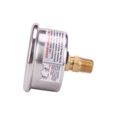 MEASUREMAN 1.5" Dial Size, 304 Stainless Steel case, Liquid Filled Fuel Pressure Gauge, 0-60Psi, 3-2-3%, 1/8" NPT Center Back Mount
