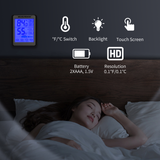 MEASUREMAN Digital Indoor Thermometer and Hygrometer with Humidity Gauge with Touch LCD Backlight , Accurate Temperature Humidity Monitor Meter for Home, Office, Indoor Garden, Battery Include