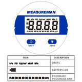 Measureman 2-1/2" dial, Digital Industrial Vacuum Gauge with 1/4"NPT Lower Mount, Stainless Steel case and Connection, -15psi, 1%,Battery Powered, with LED Light