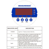 Measureman 3-1/8" Dial Size Stainless Steel Industrial Digital Pressure Control, Pressure Switch, 1/4"NPT Lower Mount, 0-230psi, 110VAC, 0.5% Accuracy, LED Display