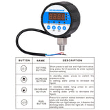 Measureman 3-1/8" Dial Size Vacuum Digital Pressure Control, Pressure Switch, 1/4"NPT Lower Mount, -15psi-0, 110VAC, 1% Accuracy, LED Display
