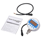 Measureman 3-1/8" Dial Size Stainless Steel Industrial Digital Pressure Control, Pressure Switch, 1/4"NPT Lower Mount, 0-230psi, 110VAC, 0.5% Accuracy, LED Display