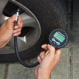 MEASUREMAN 2-1/2" Dial Size Digital Air Pressure Gauge with 1/4'' NPT Bottom Connector and Protective Boot, 0-200psi, Accuracy 1%, Battery Powered with LED Light