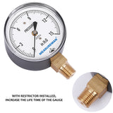 Measureman Diaphragm Type Capsule Low Pressure Gauge, 2-1/2" Dial, 1/4"NPT Lower Mount, Adjustable, 0-15 in H2O(Inches of Water)