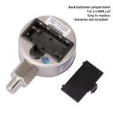 Measureman 2-1/2" dial, Digital Industrial Vacuum Gauge with 1/4"NPT Lower Mount, Stainless Steel case and Connection, -15psi, 1%,Battery Powered, with LED Light