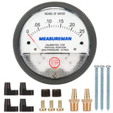 Measureman Magnet Helix Differential Low Pressure Gauge, 4-1/2" Dial, 1/8"NPT famele Connection, 0-0.25 Inches of Water