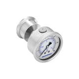 MEASUREMAN 2.5" Stainless Steel Sanitary Pressure Gauge, 0-30 PSI Glycerin Filled, Back Mount with 1.5" Tri-Clamp Diaphragm Seal for Food/Beverage/Bio Pharma