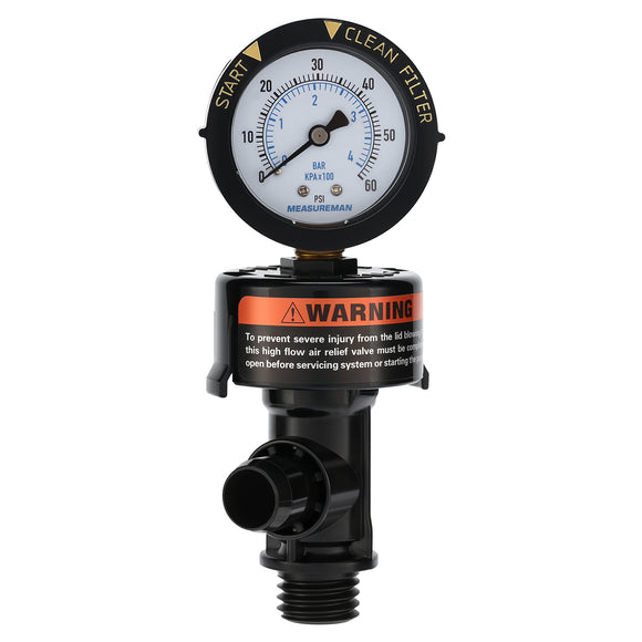 MEASUREMAN Manual Air Relief Valve, Pool Filter Valve with Pressure Gauge, Spa Filter Replacement