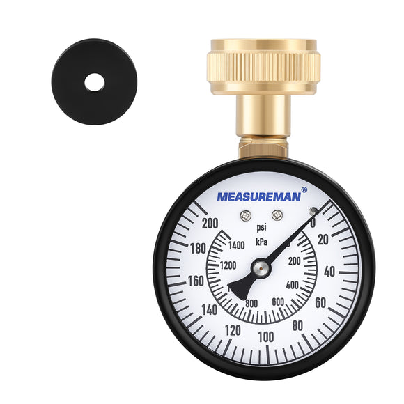 MEASUREMAN 2-1/2'' Water Pressure Test Gauge, 0-200 Psi, 3/4