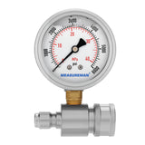 Measureman Pressure Washer Gauge Kit, 2-1/2 Inch, 6000 PSI, 3/8 Inch Stainless Steel Quick Connect, Liquid Filled Design