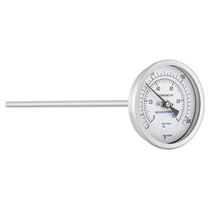 MEASUREMAN Homebrew Bi-Metal Thermometer, 3" Dial, 6" Lead-Free Brass Stem, Range 32-140 deg F/0-60 deg C, 2% Accuracy, Adjustable, 1/2" NPT Back Mount