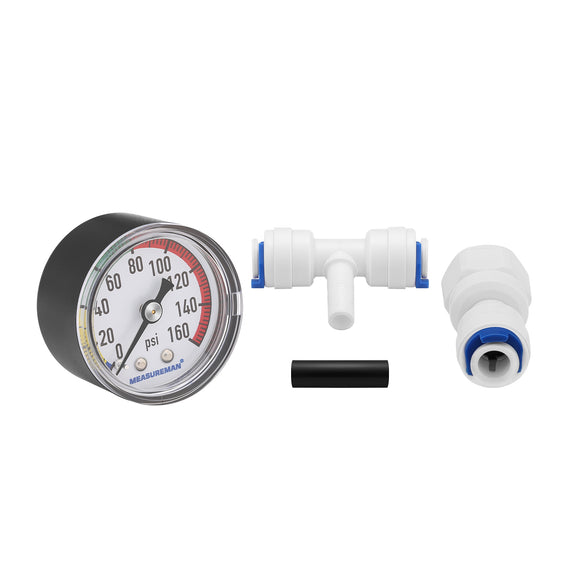 MEASUREMAN Water Pressure Gauge, Compatible with Reverse Osmosis (RO) Filter Systems, Water Filters 160 PSI with T-Valve Adapter – Home Water Pressure Tester Lead & BPA-Free, Easy Installation