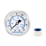 MEASUREMAN PRO 2" Dial Size, Glycerin Filled Pressure Gauge, 0-160psi/kpa, 304 Stainless Steel Case, 1/4" NPT Back Mount,for Pool Sand Filter, Water Pump, Propane, Coolant, CO2, Gas, Test