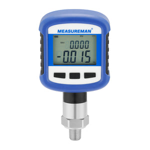 MEASUREMAN Digital Industrial Pressure Gauge 0-160psi, 0.2% FS, 1/4''NPT Lower, Stainless Steel Connection, Battery Powered, with Bluetooth and LCD Light