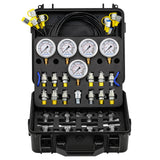 MEASUREMAN Hydraulic Pressure Test Kit with 5 Gauges (10/100/280/400/700bar, Max 10000psi/60Mpa), 13 Test Couplings, 14 Tee Connectors, 5 Test Hoses, for Excavator and Construction Machinery