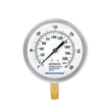 MEASUREMAN Professional 3.5" Fire Protection Pressure Gauge，0-300 PSI Dual Scale，1/4 NPT Lower Mount，304 Stainless Steel Case