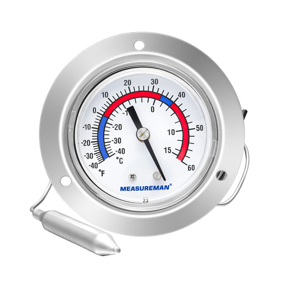 MEASUREMAN Vapor Capillary Flanged Panel Mount Refrigeration Thermometer, 2.5