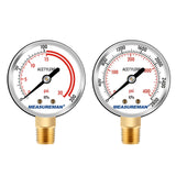 MEASUREMAN Low and High Pressure Gauges for Acetylene Regulator 0-30 psi & 0-400 psi - 2.5''Inches (Pair) with 1/4" Thread for LDP Regulators