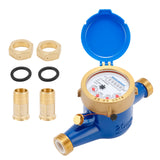 MEASUREMAN 3/4" Npt Couplings Water Meter, 20MM Measuring in Cubic Meter, Cold Water Meter for Garden or Home