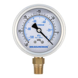 MEASUREMAN 2-1/2 Inch HVAC Compound Gauge, 30inHg Vacuum, Silicone Oil Filled, Antifreeze & Shockproof, Stainless Steel Case, 1/4 NPT Lower Mount