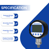 MEASUREMAN Professional 10000 PSI Digital Hydraulic Test Gauge, 0.05% FS Accuracy with Data Logging, 330° Swivel Display, 1/4'' NPT, Pressure Calibrator