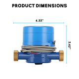MEASUREMAN DN-15 1/2" Single-Jet Water Meter with Pulse Output Brass Body Irrigation Water AWWA C712 Certified