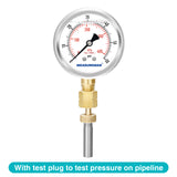 MEASUREMAN 0-100psi/kpa Liquid Filled Pressure Gauge with Brass Gauge Adaptor 1/4NPT Female，2-1/2 OAL x 1-2/5" x 1/8" Probe with Stainless Steel Sheath，Pressure Test Kit