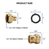 MEASUREMAN Garden Hose Quick Connect Kit for RV Use - Solid Brass 3/4 Inch GHT Water Hose Connectors, Durable and Reliable for RVs (2pc)