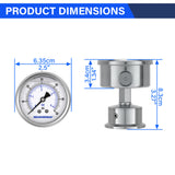 MEASUREMAN 2.5" Stainless Steel Sanitary Pressure Gauge, 0-60 PSI/bar (Dual Scale), Glycerin Filled, Back Mount with 1.5" Tri-Clamp Diaphragm Seal for Food/Beverage/Bio Pharma