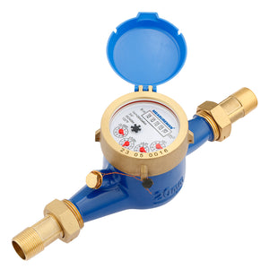 MEASUREMAN 3/4" Npt Couplings Water Meter, 20MM Measuring in Cubic Meter, Cold Water Meter for Garden or Home