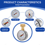 MEASUREMAN 0-200 PSI Water Pressure Gauge with Lazy Hand, 2-1/2'' Dial, Lead-Free, Stainless Steel Case, 3/4” Hose Thread, Water Pressure Gauge for Home