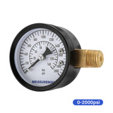 MEASUREMAN CO2 Regulator Gauge Set for Beer Kegs, 0-2000 PSI, Dual Scale, Bar/PSI, 2’’ Dial, 1/4’’ NPT, Black Iron Case, Aluminum Pointer, Brass Components, with Hose Clamps& Nylon seals