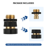 MEASUREMAN 3/4 Inch Garden Hose Quick Connect Set for RVs - Solid Brass Male and Female Fittings, Leak-Proof Design for RV Water Systems (2pc)