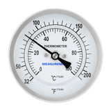 MEASUREMAN Homebrew Bi-Metal Thermometer, 3" Dial, 6" Lead-Free Brass Stem, Range 32-140 deg F/0-60 deg C, 2% Accuracy, Adjustable, 1/2" NPT Back Mount