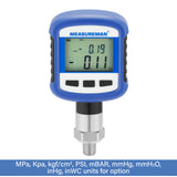 MEASUREMAN Digital Industrial Pressure Gauge 0-160psi, 0.2% FS, 1/4''NPT Lower, Stainless Steel Connection, Battery Powered, with Bluetooth and LCD Light