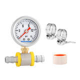 MEASUREMAN 0-15 Psi Glycerin Filled Fuel Pressure Gauge, 1.5” Dial, 304 Stainless Steel Case, 1/8” NPT Lower Mount, with 3/8” Fuel Line Adapter, Copper Tube & Fittings, Red Aluminum Pointer