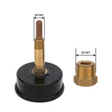 MEASUREMAN Commercial Tridicator Boiler Gauge Kit, 2.5" Dial, 0-200 PSI (ft H₂O) & 70-320°F, 1/4" NPT Back Mount with 1/2" NPT Adapter and O-Ring（2.95'' Stem）