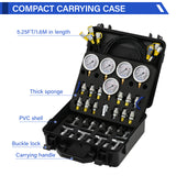 MEASUREMAN Hydraulic Pressure Test Kit with 5 Gauges (10/100/280/400/700bar, Max 10000psi/60Mpa), 13 Test Couplings, 14 Tee Connectors, 5 Test Hoses, for Excavator and Construction Machinery