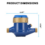 MEASUREMAN 1/2" Non-Pulsed Multi-Jet Cubic Meter Water Meter Brass Body Lead-Free Agricultural and Landscape Irrigation Systems