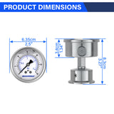 MEASUREMAN 2.5" Stainless Steel Sanitary Pressure Gauge, 0-30 PSI Glycerin Filled, Back Mount with 1.5" Tri-Clamp Diaphragm Seal for Food/Beverage/Bio Pharma
